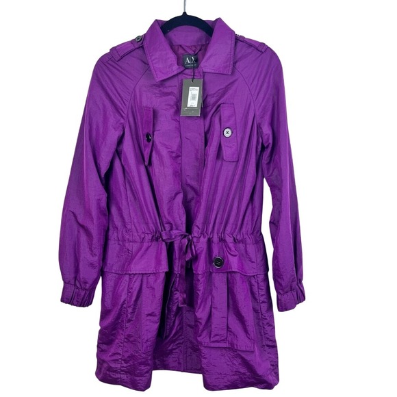 NWT: Armani Exchange Women's XS Purple Trench Coat (M526) - Picture 3 of 11